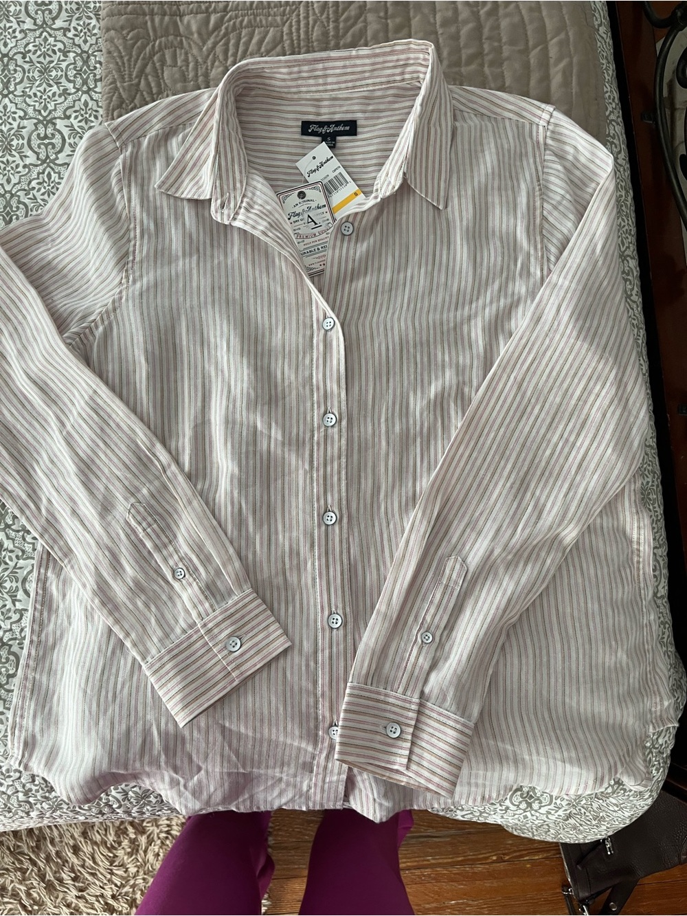 Foxcroft Pink Striped Button-Down Shirt